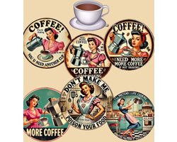 Vintage Onderzetters - 6 stuks - Set van 6 - Vintage Look - Onderzetters - Coasters - Houten onderzetters - Onderzetters voor glazen - Onderleggers voor glazen of Kopjes - Grappige teksten - Verjaardagscadeau - Moederdag - Vaderdag - Fun Cadeau — cadeau in Wonen & Interieur