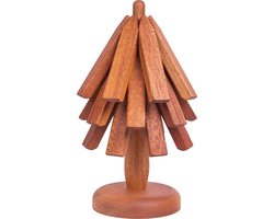 QUVIO Pannenonderzetters op de boomvormige standaard - Pannenonderzetter - Pannenonderzetters - Panonderzetter - Pannenonderzetter set van 3 - Panonderzetter hout - Pannenonderzetter hout - Houten pannenonderzetter - Set van 3 - Hout — cadeau in Koken & Dineren