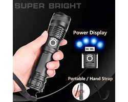 Militaire LED Zaklamp - 90000 lumen - Oplaadbaar - Zoombare Zaklamp met Batterij - 5 Modi - IPX65 Waterdicht - voor Thuis, Kamperen, Noodgevallen — cadeau in Sport & Outdoor