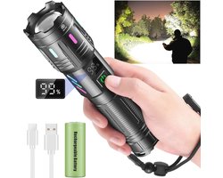 Superheldere oplaadbare zaklamp 500000 lumen met LCD-display en zoombare functie voor kamperen en hondenuitlaten — cadeau in Sport & Outdoor