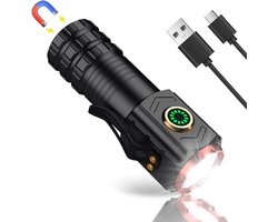 Super Bright LED Torch - Portable Mini LED Flashlight met USB Oplaadbaar - 5 Verlichtingsmodi - Kleine Zaklamp voor Kamperen en Noodgevallen - Zwart — cadeau in Sport & Outdoor