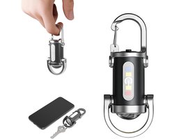 Mini Sleutelhanger Zaklamp Oplaadbaar (600mAh) - 7 Lichtstanden (Rood/Blauw) - Voor Kamperen, Hondenuitlaat, Auto & Noodgeval - EDC Werklamp - USB-C - Waterdicht — cadeau in Sport & Outdoor