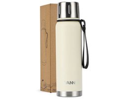 VANN® Kleine Thermoskan 500 ML – 3-Wandige RVS Thermosfles voor Koffie & Thee – 2-in-1 Dop als Beker – 100% Plasticvrij – Off-white – VANN Ritual Thermos® — cadeau in Koken & Dineren