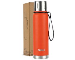 VANN® Kleine Thermoskan 500 ML – 3-Wandige RVS Thermosfles voor Koffie & Thee – 2-in-1 Dop als Beker – 100% Plasticvrij – Oranje – VANN Ritual Thermos® — cadeau in Koken & Dineren