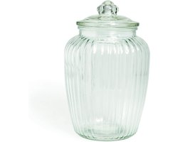 Stijlvolle Vierkante Glazen Pot met Deksel - 15x15x24.5 cm Opslag — cadeau in Wonen & Interieur