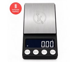 Kitchenwell digitale mini precisie keukenweegschaal - 0,01 tot 200 gram - 14.2 x 7.5 cm - pocket scale op batterij - weegschaal keuken — cadeau in Kookcadeaus
