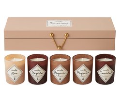 WDMT Luxe Geurkaarsen Cadeauset – 5-Delige Kaarsenbox in Geschenkverpakking – Decoratieve Kaarsen met Geur – Perfect Cadeau voor Vrouwen – Cadeaupakket - Beige — cadeau in Wonen & Interieur
