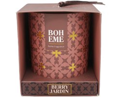 Luxe Geurkaars in Glas - Boheme Fragrance - Berry Jardin | Kaars met print op glas - Luxe Geuren - Geurkaars in Glas — cadeau in Wonen & Interieur