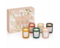 Luxe Geurkaarsen Set van 6 – Cadeauverpakking – Geurkaarsen in Gekleurd Glas – Aromatherapie Kaarsen – Sfeerkaars Cadeauset voor Ontspanning & Interieur — cadeau in Wonen & Interieur