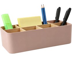 Bureau-organizer van bamboe met 8 vakken, afneembare opbergdoos voor pennen en cosmetica, stijlvolle bureau-accessoires voor een opgeruimd bureau — cadeau in Wonen & Interieur