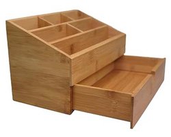 Duurzame Bureau-organizer met 6 Vakken en Lade in Bamboe — cadeau in Wonen & Interieur