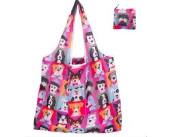 Opvouwbare Polyester Boodschappentas Shopper 40x60 cm – Duurzame Herbruikbare Tas Lichtgewicht Met Print in Etui dessin dogs allowed — cadeau in Cadeau-ideeën