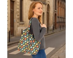 Opvouwbare Polyester Boodschappentas shopper 40x60 cm – Duurzame Herbruikbare Tas Lichtgewicht Met Print in Etui dessin flower mozaik — cadeau in Cadeau-ideeën