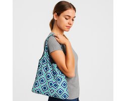 Opvouwbare Polyester Boodschappentas shopper 40x60 cm – Duurzame Herbruikbare Tas Lichtgewicht Met Print in Etui dessin green check — cadeau in Cadeau-ideeën
