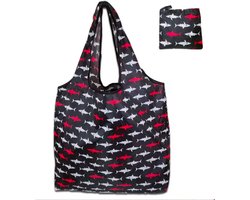 Opvouwbare Polyester Boodschappentas Shopper 40x60 cm – Duurzame Herbruikbare Tas Lichtgewicht Met Print in Etui dessin sharks — cadeau in Cadeau-ideeën