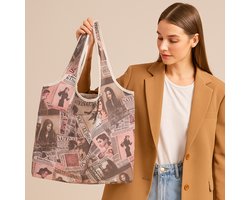 Opvouwbare Polyester Boodschappentas Shopper 40x60 cm – Duurzame Herbruikbare Tas Lichtgewicht Met Print in Etui dessin morning paper — cadeau in Cadeau-ideeën