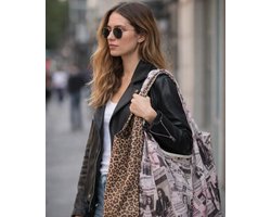 3 stuks bruine Opvouwbare Polyester Boodschappentas Shopper 40x60 cm – Duurzame Herbruikbare Tas Lichtgewicht met 3 verschillende prints — cadeau in Cadeau-ideeën