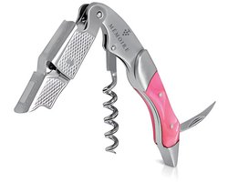 Mémoire® Couteau Sommelier Résine Roze & RVS - Kurkentrekker van Edelhars - 3 in 1 Sommelier mes met Flessenopener en Foliesnijder - Stijlvolle en Duurzame Wijnopener - Perfect voor Horeca en Thuis - Premium Kelnermes voor Wijnliefhebbers — cadeau in Kookcadeaus