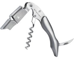 Mémoire® Couteau Sommelier Solide RVS - Kurkentrekker van Roestvrij Staal - 3 in 1 Sommelier mes met Flessenopener en Foliesnijder - Stijlvolle en Duurzame Wijnopener - Perfect voor Horeca en Thuis - Premium Kelnermes voor Wijnliefhebbers — cadeau in Kookcadeaus