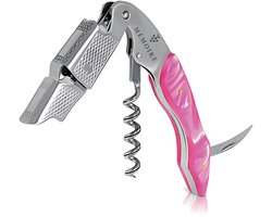 Mémoire® Couteau Sommelier Résine Roze - Kurkentrekker van Edelhars - 3 in 1 Sommelier mes met Flessenopener en Foliesnijder - Stijlvolle en Duurzame Wijnopener - Perfect voor Horeca en Thuis - Premium Kelnermes voor Wijnliefhebbers - Luxe Cadeau — cadeau in Kookcadeaus