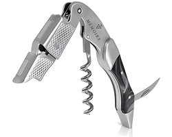 Mémoire® Couteau Sommelier Résine Zwart & RVS - Kurkentrekker van Edelhars - 3 in 1 Sommelier mes met Flessenopener en Foliesnijder - Stijlvolle en Duurzame Wijnopener - Perfect voor Horeca en Thuis - Premium Kelnermes voor Wijnliefhebbers — cadeau in Kookcadeaus
