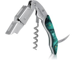 Mémoire® Couteau Sommelier Résine Groen - Kurkentrekker van Edelhars - 3 in 1 Sommelier mes met Flessenopener en Foliesnijder - Stijlvolle en Duurzame Wijnopener - Perfect voor Horeca en Thuis - Premium Kelnermes voor Wijnliefhebbers - Luxe Cadeau — cadeau in Kookcadeaus