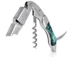 Mémoire® Couteau Sommelier Résine Groen & RVS - Kurkentrekker van Edelhars - 3 in 1 Sommelier mes met Flessenopener en Foliesnijder - Stijlvolle en Duurzame Wijnopener - Perfect voor Horeca en Thuis - Premium Kelnermes voor Wijnliefhebbers — cadeau in Kookcadeaus
