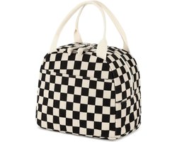 Koeltas - Koeltasje klein - Koeltasje lunch - Geïsoleerde Koeltas - lunchtas dames - Leuke Corduroy Lunch Tote - Herbruikbare Geïsoleerde Lunchbox - Voor Mannen en Vrouwen - Grote Capaciteit - Ideaal voor Werk, Picknicks of Reizen(zwart) — cadeau in Cadeau-ideeën
