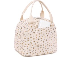 Lunchtas - Geïsoleerde lunchbox - Leuke corduroy lunchtas - Draagbare lunchtas - Bedrukte lunch - Geschikt voor mannen en vrouwen - Herbruikbaar - Grote capaciteit - 9L - Geweldig voor werk, picknicks of reizen - 10 x 7,5 x 7,5 inch - Gele chrysant — cadeau in Cadeau-ideeën