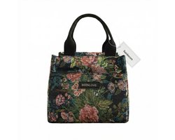 Rainbecom - Koeltassen Lunchtas 5,5L Geïsoleerd - Lunch tas Dames & Heren - 22x13.5x19.5 cm Lunchbag voor Werk & School - Koeltas Waterafstotend Polyester - Grote Opening met Rits - Zwart Vintage Rozen — cadeau in Cadeau-ideeën