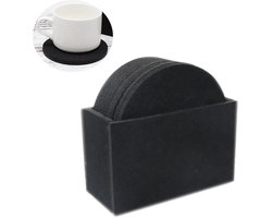 Set Van 8 Onderzetters - Vilten onderzetter - Onderzetters Met Houder - Onderzetters Voor Glazen - Onderzettersset - Isolatiemat - Anti-verbrandingskommat - Anti Slip - Hittebestendig - Zwart — cadeau in Wonen & Interieur