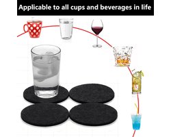 Vilten Onderzetters - Set van 16 Stuks - Hittebestendig - Antislip - Wasbaar - Geschikt voor Bierglazen - Zwarte Tafel Onderzetters - Praktisch voor Thuis en Bars — cadeau in Wonen & Interieur