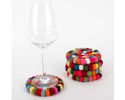 Vilten onderzetters multicolor rond 10 cm -Set van 4 — cadeau in Wonen & Interieur