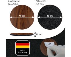 Onderzetters voor glazen van hout en vilt, set van 8 met houder, rond 10 cm, bruine houtlook, donkergrijs vilt — 2-in-1 glasonderzetters, onderzetterset voor dranken — cadeau in Wonen & Interieur
