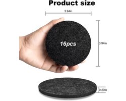 Set van 16 vilten ronde onderzetters - Hittebestendig en wasbaar - Antislip - Voor kopjes - Bier bar - Tafel - Zwart — cadeau in Wonen & Interieur