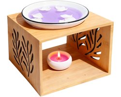 Dailygoods- Geurlamp met theelichthouder - Keramische geurwax-diffuser - 12 x 12 x 9 cm - Aromatherapie - Verspreiding etherische oliën - Decoratie voor huis - Geurbrander — cadeau in Wonen & Interieur