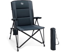 TIMBER RIDGE Campingstoel - Opvouwbaar & Stevig - 150KG draagvermogen - 55 cm zitbreedte - Hoge rugleuning - Met bekerhouder - Zwart — cadeau in Sport & Outdoor