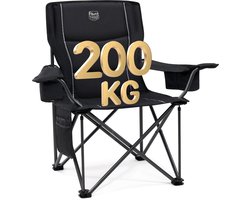 TIMBER RIDGE Campingstoel - Comfortabel & Opvouwbaar - 200KG draagvermogen - Met bekerhouder & zijvak - Voor camping & vissen - Zwart — cadeau in Sport & Outdoor
