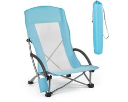 Campingstoel & Visstoel - Opvouwbare Stoel - Draagvermogen 150 kg - Hoge Rugleuning - Met Bekerhouder - Ademende Netstof - Inclusief Draagtas - Lichtblauw — cadeau in Sport & Outdoor