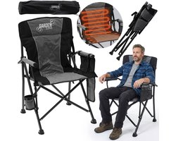 Verwarmde campingstoel, opvouwbare vissersstoel 58x58x90 cm met bekerhouder + hoes — cadeau in Sport & Outdoor