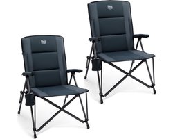 TIMBER RIDGE 2 Stuks Campingstoelen - Opvouwbaar & Stevig - 150KG draagvermogen - 55 cm zitbreedte - Hoge rugleuning - Met bekerhouder - Zwart — cadeau in Sport & Outdoor