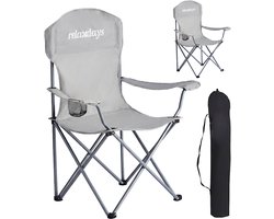 Campingstoel - 2 stuks - opvouwbaar - met bekerhouder - grijs — cadeau in Sport & Outdoor