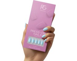 Pink Gellac Press On Nails - 266 Baby Blue - Round Small Plaknagels - 30 Press On Nagels Met Lijm, 30 Plakstickers, Cleaner Wipe, Nagelvijl, Woodstick en Size Matcher - Snel Aan Te Brengen Plak Nagels Kort - Voor 7-14 Dagen Mooie Nagels — cadeau in Mode & Accessoires