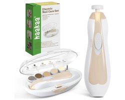 Haakaa elektrische baby nagelverzorging set | vanaf 0 maanden | Beige — cadeau in Verzorging