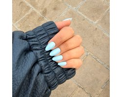 Baby Blue Almond Soft Gel Press On Nagels — cadeau in Mode & Accessoires