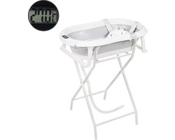 BimbelBoo® Baby Bad met Standaard - Ingebouwde thermometer - Tot 3 jaar - Opvouwbaar - Incl. Badzitje en Afvoerslang — cadeau in Cadeau-ideeën