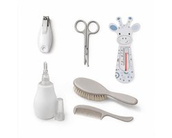 Babyono Baby Verzorgingsset 6-delig - Nagelknipper, Nagelschaartje, Badthermometer, Neusreiniger, Haarborstel en Kam - Complete Babyverzorging voor Pasgeborenen - Kraamcadeau - 0m+ — cadeau in Verzorging