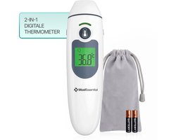 MostEssential 2-in-1 Digitale Koortsthermometer - Oorthermometer – Thermometer Voorhoofd & Lichaam - Koortsthermometer voor Volwassenen, Kinderen en Baby's - Contactloos - IR30 — cadeau in Cadeau-ideeën