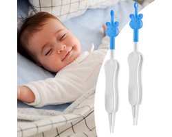 BPA-vrije 2-in-1 Baby Verzorgings pincet Set – Snotjes verwijderaar - Oorsmeer verwijderaar - Neus & Oren – 2 Stuks – Wit/Blauw met Giraffe Design — cadeau in Cadeau-ideeën