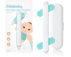 Frida Baby 3-in-1 Neus-, Nagel- & Oorreiniger – Baby Verzorgingstool met 4 Zachte Flexibele Tips – Met Veiligheidsstop & Opbergcase – Vanaf Geboorte — cadeau in Cadeau-ideeën